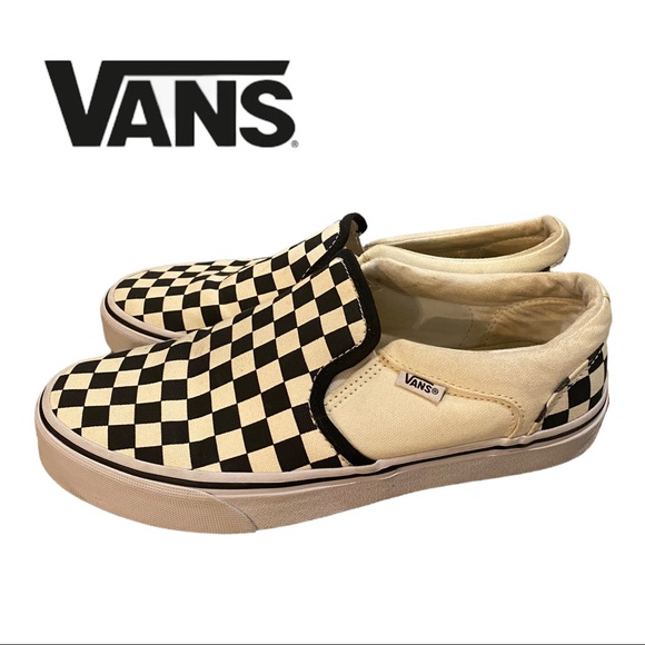 Vans Other - Vans Men's Asher Checker Checkerboard Off White / Black Sneakers 7.5